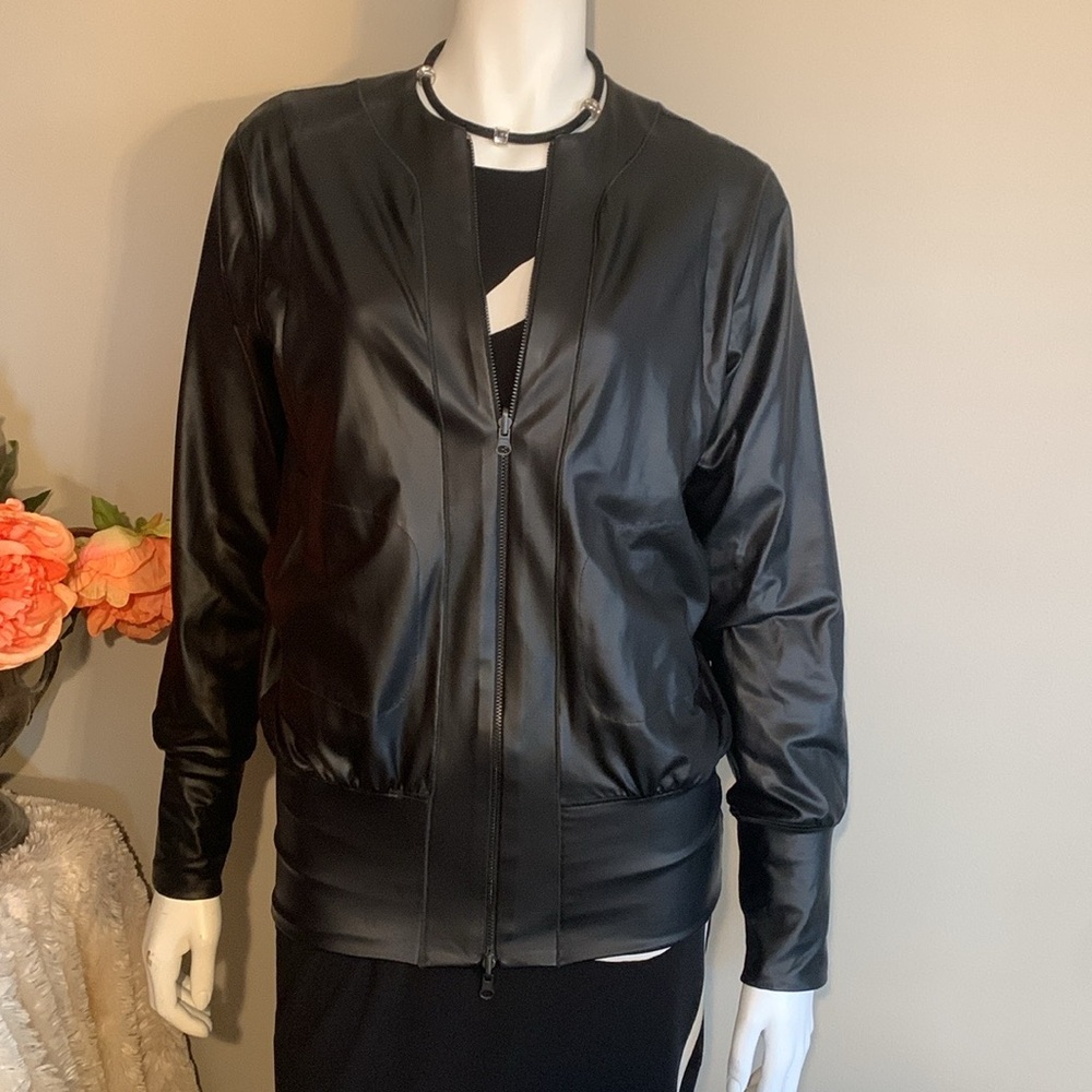 🖤 Eva Varro faux leather black bomber jacket S